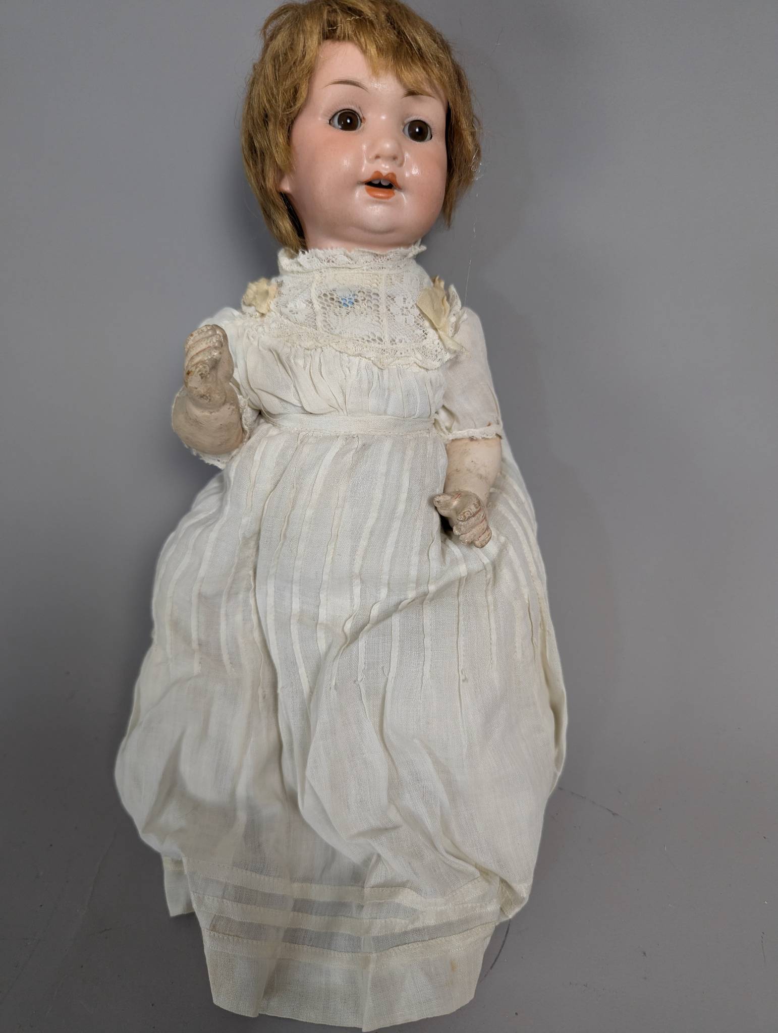 Armand Marseille Composition Doll from Germany with Lace Dress