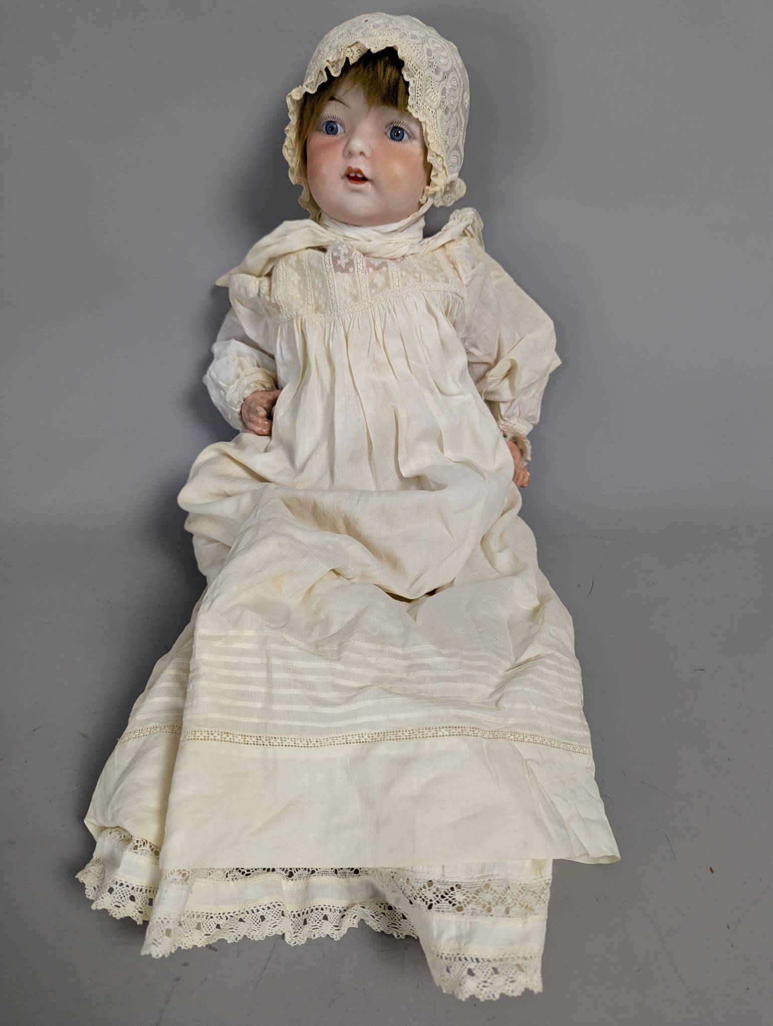 Fulper Porcelain Doll with Lace Garments and Painted Features