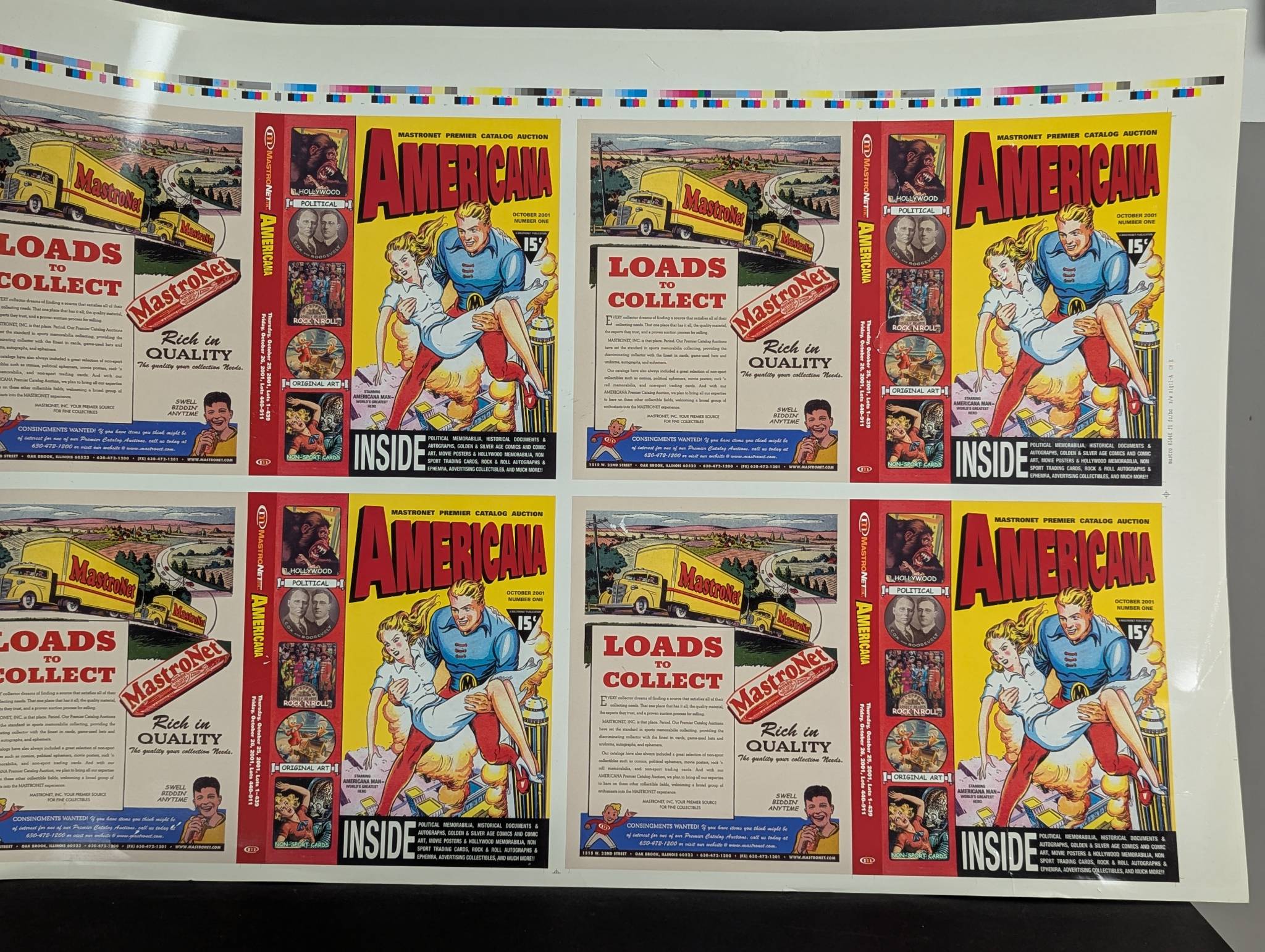 Printer Proof Sheet for MastroNet Auction Catalog and 1963 Topps Trading Card Wrappers