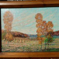 1949 Signed RJ Mouw Fall Landscape Oil Painting
