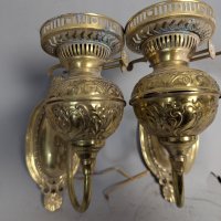 Vintage Duplex Brass Wall Sconces Pair Antique Lighting Decorative Fixtures