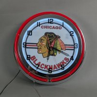 Chicago Blackhawks Neon Wall Clock for Game Room or Bar