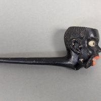Rare 19th Century Painted Blackamoor Nubian Clay Pipe Collectible