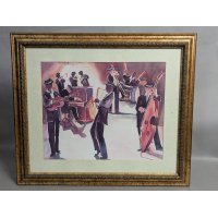 Framed Jazz Band Art by Deborah Ledoux Colorful Musical Scene