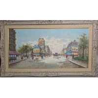 Stunning Large Framed Parisian Oil Painting by Rene