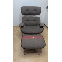 Vintage Plycraft Lounge Chair with Ottoman Swiss Army Pattern