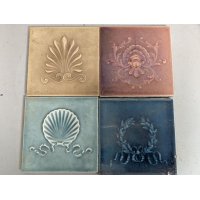 Antique Trent Tile Co. Collection Relief Molded Tiles Aesthetic Movement 6 Inch