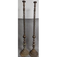 Stunning Pair of Large Brass Barley Twist Floor/Altar Candlesticks Decorative Home Accents