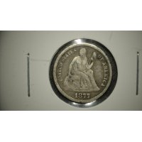 1877 Seated Liberty Dime V.G. by Christian Gobrecht, 90% Silver Coin