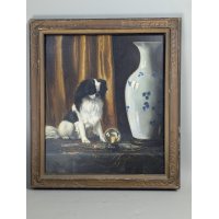 Alexander Pope Japanese Chin Oil Painting Crystal Ball Listed Artist Signed
