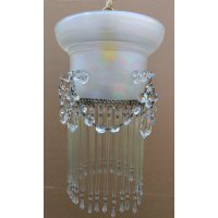 Vintage Hollywood Regency Style Chandelier with Iridescent Glass and Crystal Accents