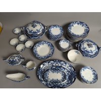 Large Lot of Royal Staffordshire Iris Flow Blue Antique Dinnerware Set