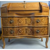 Venetian Marquetry Slant-Front Writing Desk Italian Louis XV Style with Key