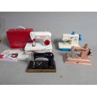 Vintage Lot of Four Toy Sewing Machines Singer American Girl Lanard Kay-ee