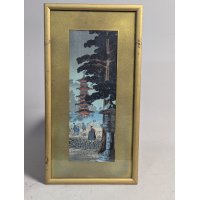 Japanese Woodblock Print Pagoda at Nikko Toshogu Shrine After Takahashi Shotei Hiroaki