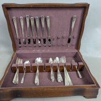 Oneida Community Plate Art Deco Silverplate Flatware Set for Eight