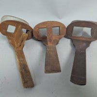 Three Antique Wooden Stereoscopes with Metal and Glass Components