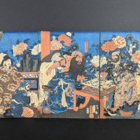 Japanese Woodblock Print by Kuniyoshi Utagawa Depicting Doctor Huatuo.  Original 19th Century