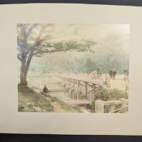19th Century Hand-Colored Japanese Photograph Depicting a Scenic Bridge