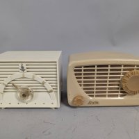 Emerson and Arvin Tube Radios in Beige and White Metal & Plastic Cabinets