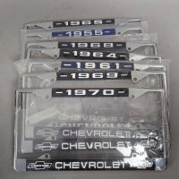 Chevrolet License Plate Frames Representing Various Years 1955-1970