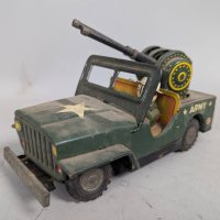 1950s Litho Japan US Army Anti Aircraft Friction Toy Jeep