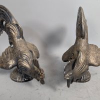 American Silver Plate Models of Fighting Roosters by Weidlich Bros
