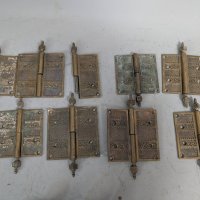 Ornate Antique Brass Door Hinges With Victorian Aesthetic Design