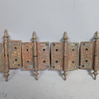 4 Antique Victorian Eastlake Cast Iron Door Hinges with Steeple Tips