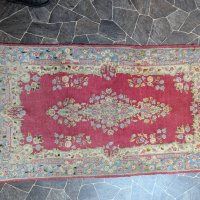 Antique Persian Kerman Lavar Wool Rug with Floral Medallion Design