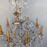 French Gilded 8 Light Crystal Chandelier with Decorative Design