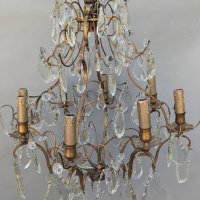 French Gilded 8 Arm Crystal Chandelier