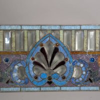 Antique Victorian Stained and Leaded Glass Transom Window Panel