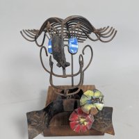 Joseph Burlini 1971 Clown Sculpture in Metal and Wood