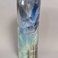 Studio Art Pottery Vase with Crystalline Glaze and Ruffled Rim