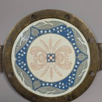 Villeroy and Boch Ceramic Tray with Metal Handles in Art Nouveau Style