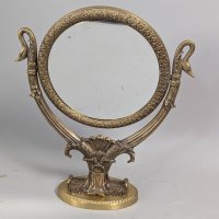 Ornate Brass OvalMirror with Swan Accents by Bombay Company