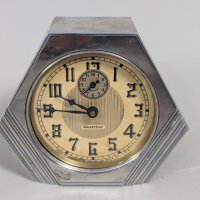 Art Deco Westclox Mantle Clock with Hexagonal Chrome Case