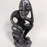 Abstract Shona Stone Sculpture Depicting Contemplative Figure