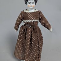 Antique China Doll with Glazed Porcelain Head and Cloth Body