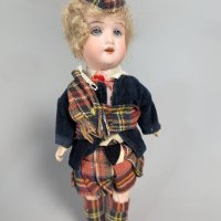 Antique German Bisque-Head Doll in Traditional Scottish Attire