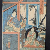 Japanese Woodblock Print of Prince Mitsuuji with a Puppet by Kunisada