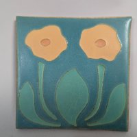 Van Briggle Art Pottery Tile with Twin Poppies Design