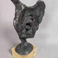 Signed Bronze Angel Sculpture on Marble Base