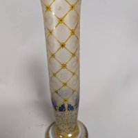Antique Hand-Painted Bohemian Glass Vase with Gilt Decoration
