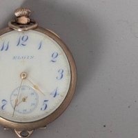 Elgin Gold Filled Pocket Watch with Blue Numerals and Open-Face Design