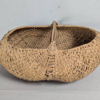 Antique Hand-Woven Buttocks or Gathering Basket with Arched Handle