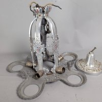 Art Deco Markel Nickel-Plated 5-Light Chandelier Frame with Ceiling Canopy